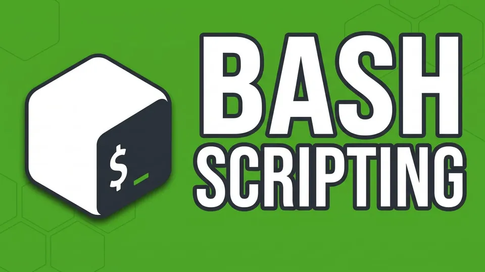 The Bash logo next to the title Bash Scripting on a green background