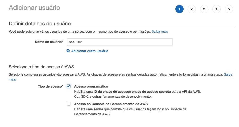 IAM: adicionando usuário